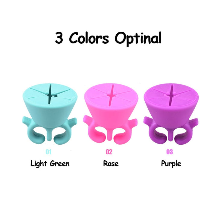 Nail Art Finger Ring Style Gel Polish Varnish Wearable Flexible Silicone Holder Stand Support Manicure Tools
