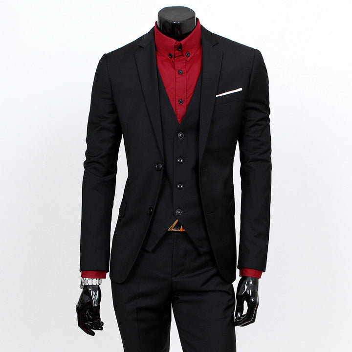 Groom's suit set men's three piece set British casual business suit men's
