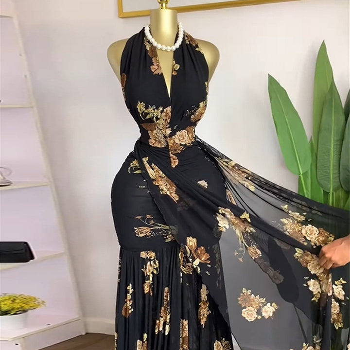 Elegant Sexy Bodycon Dress with Waist Tie and Side Split, Summer New Arrival, Long Dress