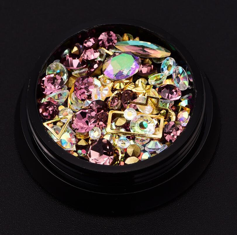 1 Box Mixed Color Stones for Nails 3D Crystal Stones Nail Art Decoratives DIY Design Ontwerp Manicure Diamante Diamonds