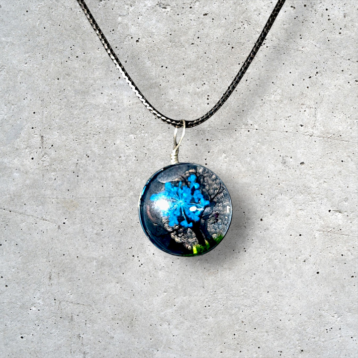 Blue Circle Resin (0.8inch/20mm) Necklace