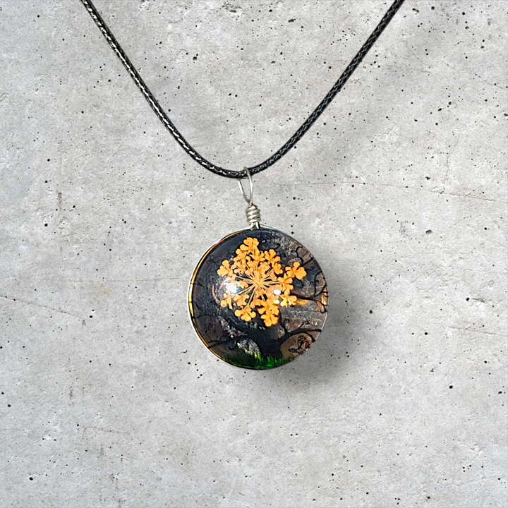 Orange Circle Resin (0.8inch/20mm) Necklace