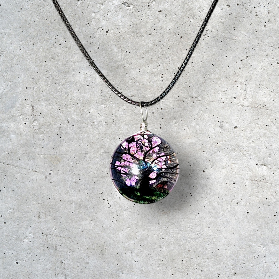 Purple Circle Resin (0.8inch/20mm) Necklace