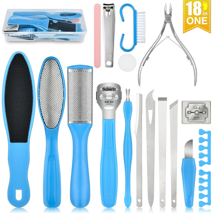 Manicure And Pedicure 18-Piece Set of Foot Plate Dead Skin Planer Foot Grinder Nail Clipper To Remove Calluses