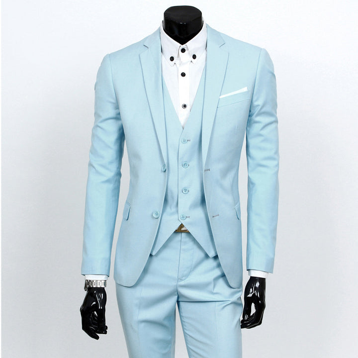 Groom's suit set men's three piece set British casual business suit men's