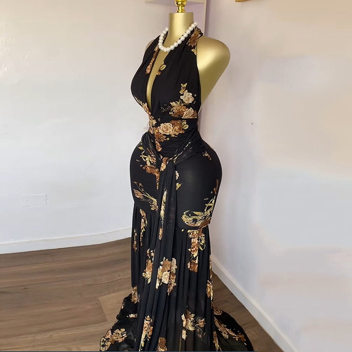 Elegant Sexy Bodycon Dress with Waist Tie and Side Split, Summer New Arrival, Long Dress