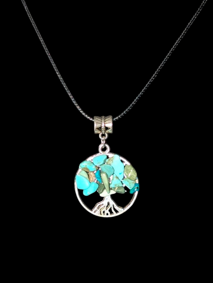 Vibrant Green Circle Tree Necklace