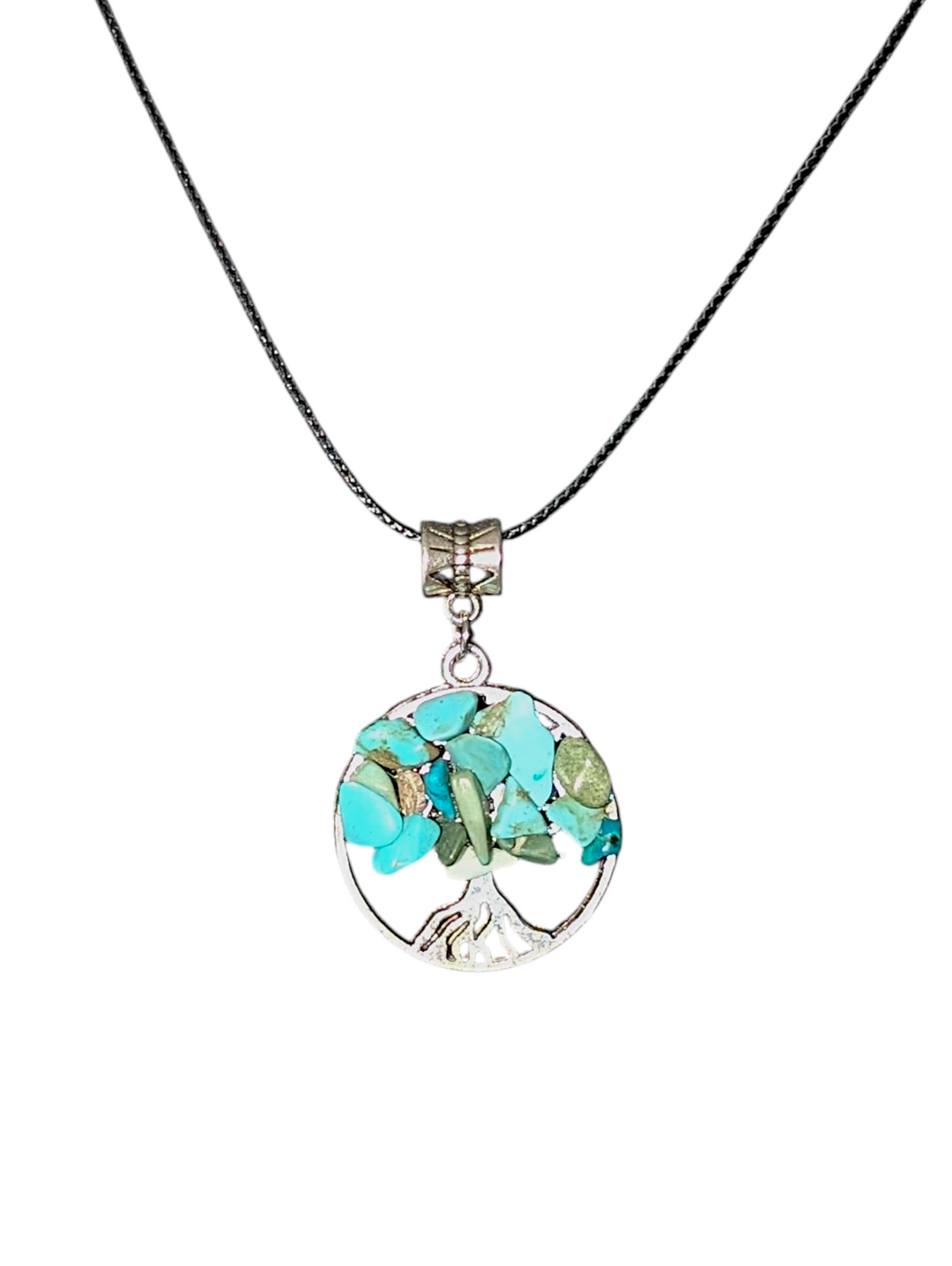 Vibrant Green Circle Tree Necklace