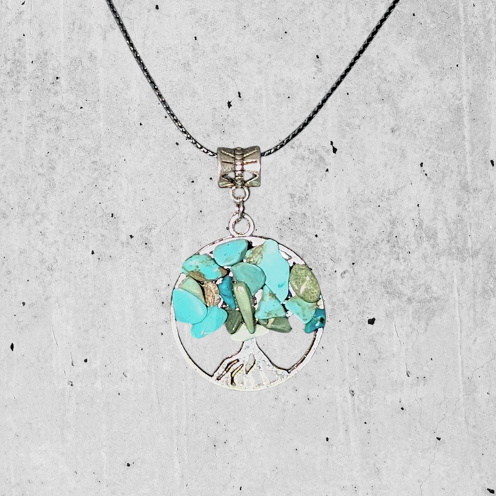 Vibrant Green Circle Tree Necklace