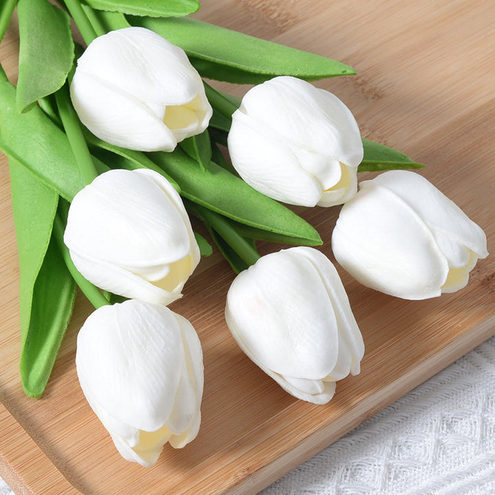 PU Mini Tulip Artificial Flower Home Wedding Decoration Hand Touching Plastic Flower