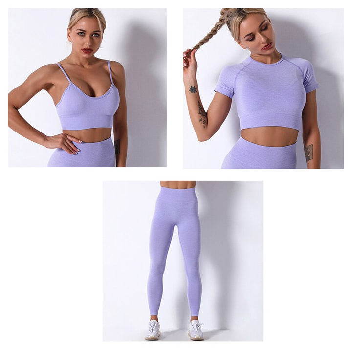 2/3/4 Piece Women’s Seamless Yoga Set — High-Waist Leggings, Shorts, Crop Top and Sports Bra
