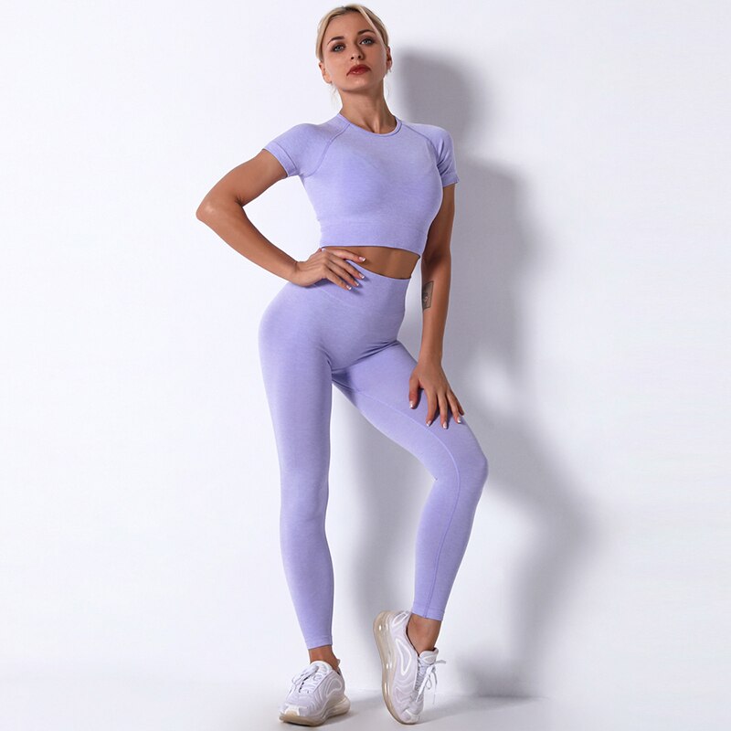 2/3/4 Piece Women’s Seamless Yoga Set — High-Waist Leggings, Shorts, Crop Top and Sports Bra