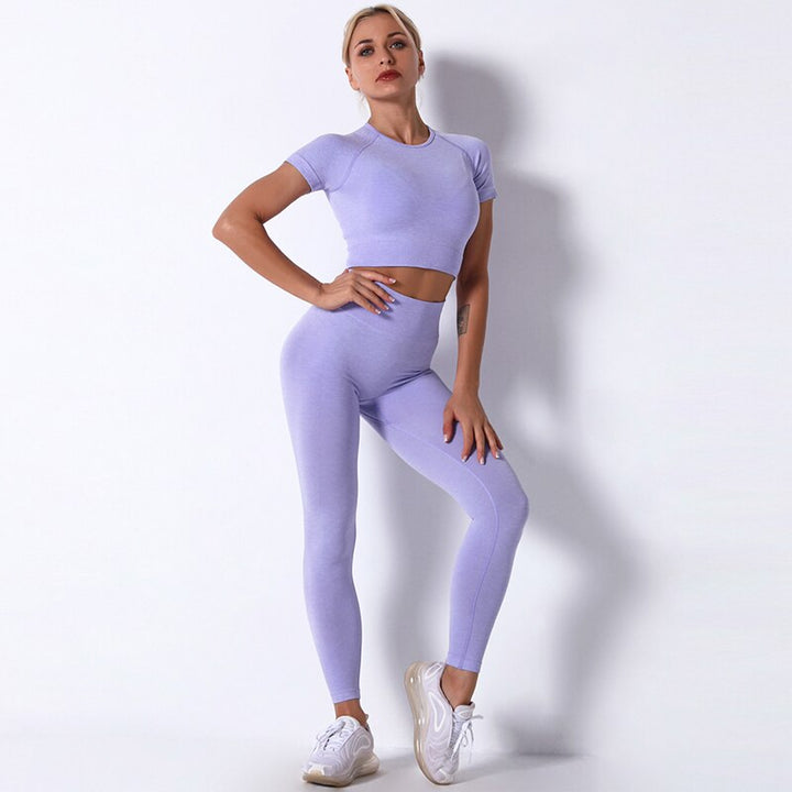 2/3/4 Piece Women’s Seamless Yoga Set — High-Waist Leggings, Shorts, Crop Top and Sports Bra