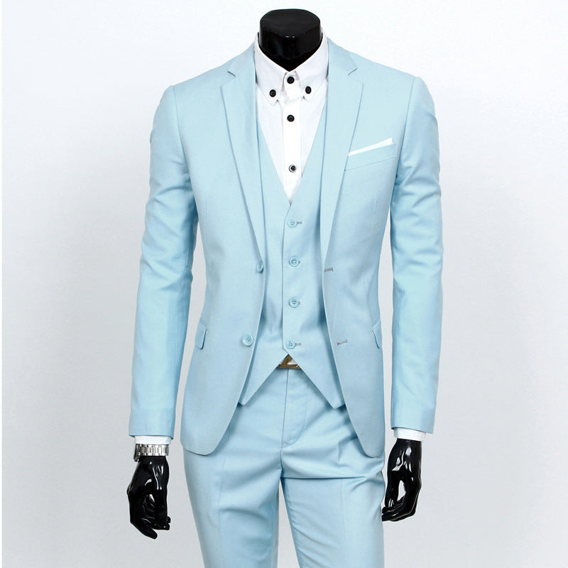Groom's suit set men's three piece set British casual business suit men's