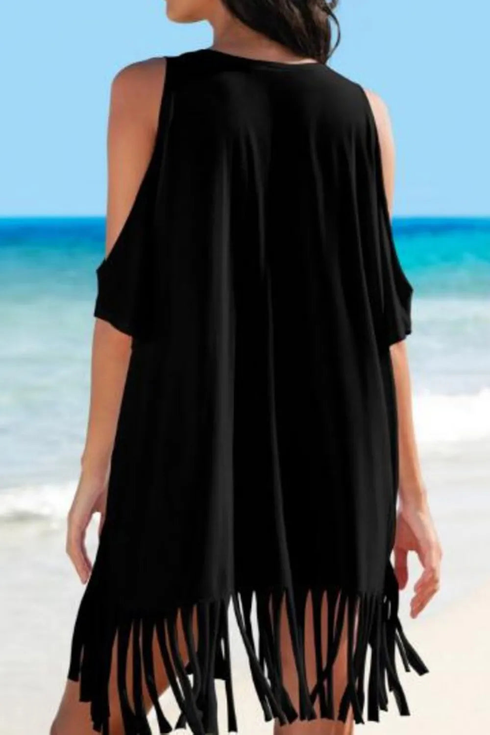Off-Shoulder Printed Beach Cover-Up — Loose Bikini Sunscreen Jacket Top Tee