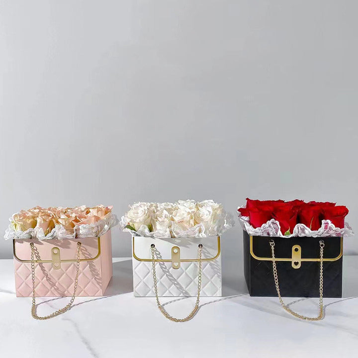4/12PCS Portable Flower Box Rose Packaging Box Gift Box Wrapping Paper Bag  Flower Shop Wedding Valentine's Day Birthday Gifts Bag