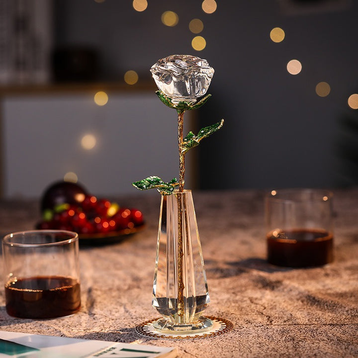 Crystal Rose for Girlfriend and Wife Creative Wedding Anniversary Decorative Ornaments for Valentine's Day