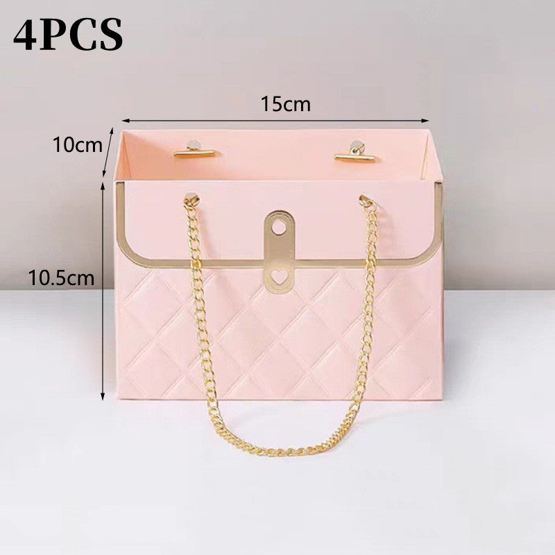 4/12PCS Portable Flower Box Rose Packaging Box Gift Box Wrapping Paper Bag  Flower Shop Wedding Valentine's Day Birthday Gifts Bag