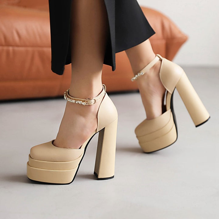 New Thick Heel Waterproof Platform High Heels Women's Wedding Shoes
