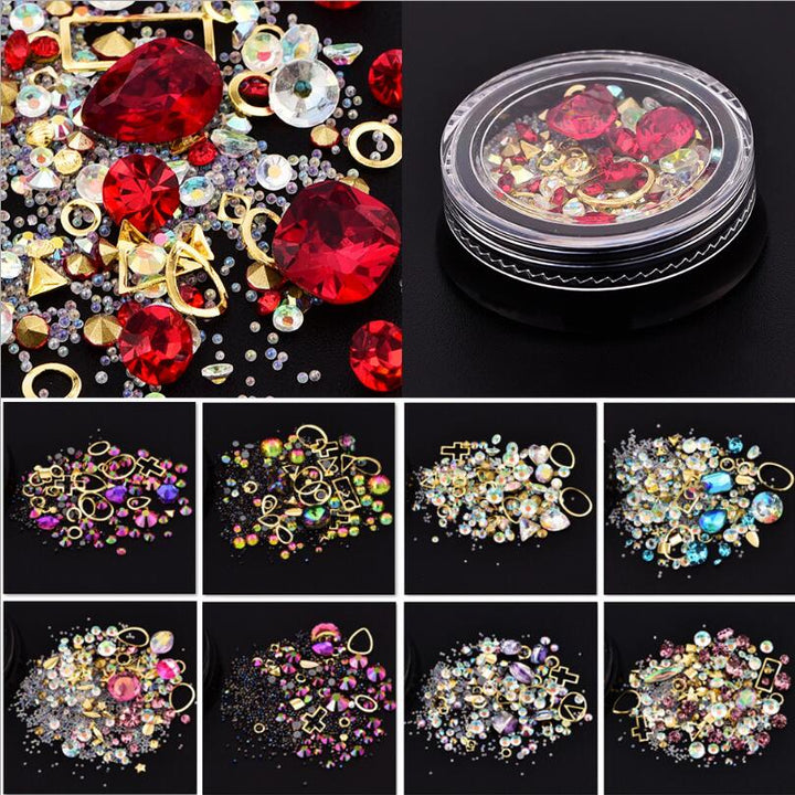 1 Box Mixed Color Stones for Nails 3D Crystal Stones Nail Art Decoratives DIY Design Ontwerp Manicure Diamante Diamonds