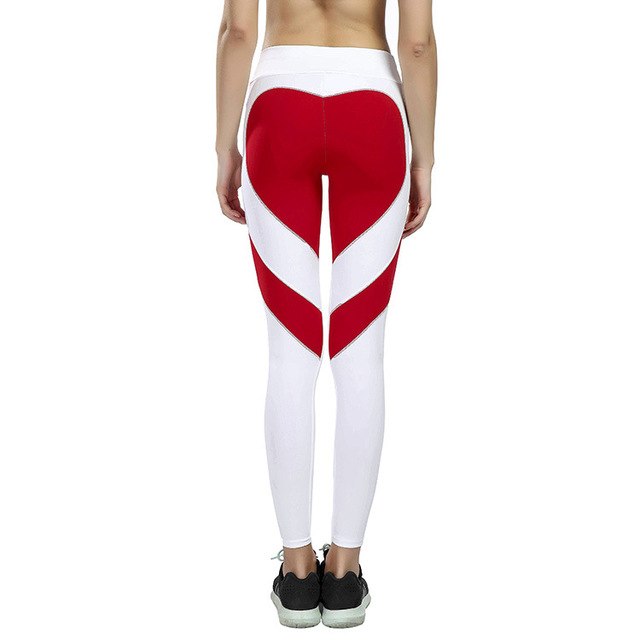 Women Yoga Leggings Love Heart-Shaped on Hip Patchwork Push UP Elastic High Waist Pants Fitness Running Gym Sports Leggings