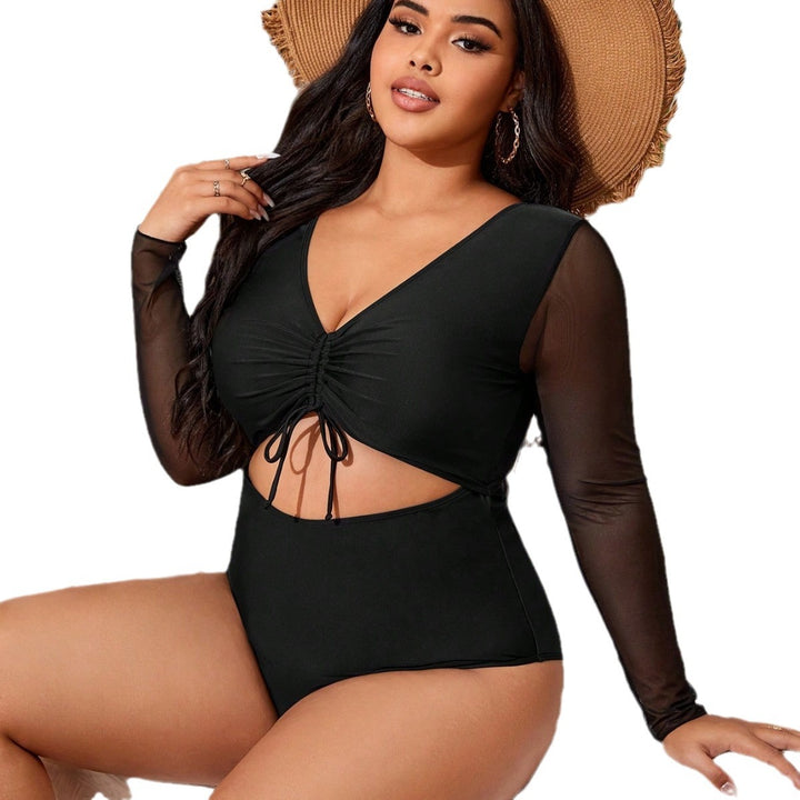 Plus Size Black One-Piece Swimsuit Bodysuit for Women | Padded Soft Cup Swimwear 0XL-4XL