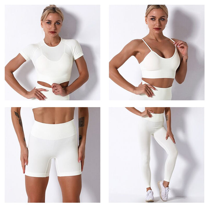 2/3/4 Piece Women’s Seamless Yoga Set — High-Waist Leggings, Shorts, Crop Top and Sports Bra