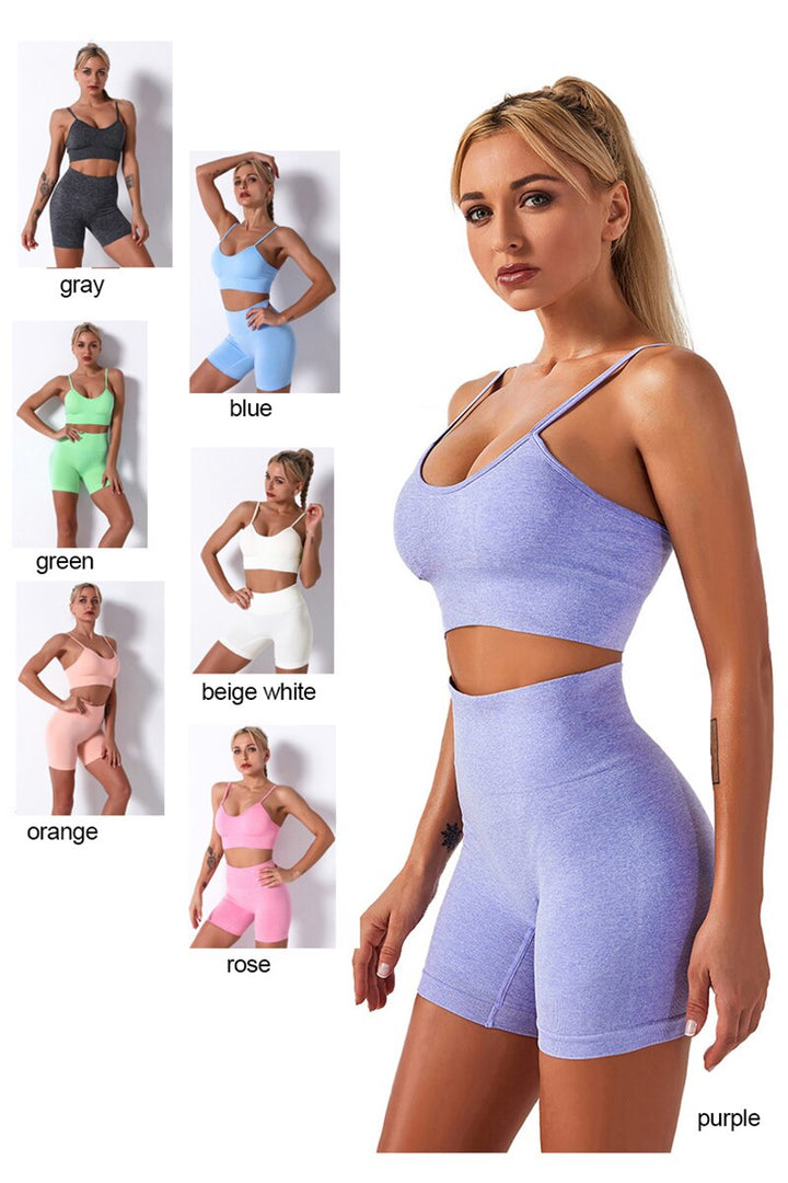 2/3/4 Piece Women’s Seamless Yoga Set — High-Waist Leggings, Shorts, Crop Top and Sports Bra
