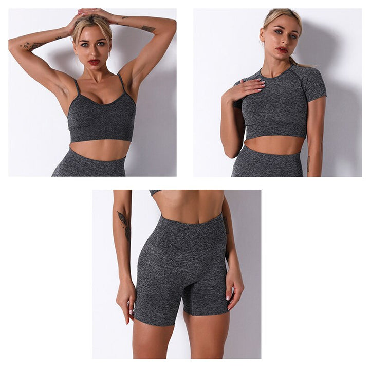 2/3/4 Piece Women’s Seamless Yoga Set — High-Waist Leggings, Shorts, Crop Top and Sports Bra