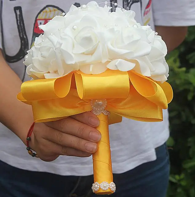 PE Rose Bride Bridesmaid Wedding Foam flowers Bouquet