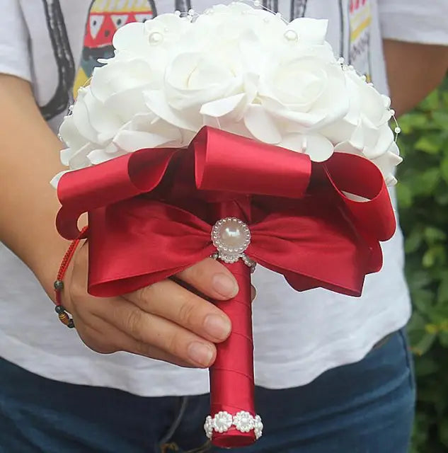 PE Rose Bride Bridesmaid Wedding Foam flowers Bouquet