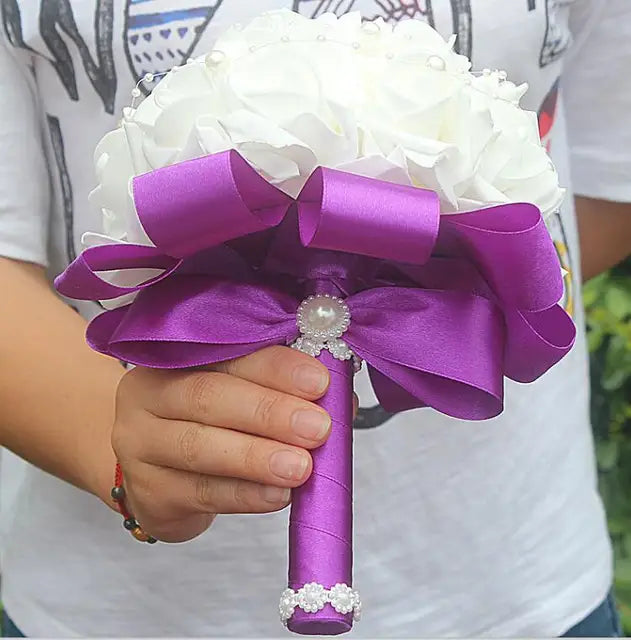 PE Rose Bride Bridesmaid Wedding Foam flowers Bouquet