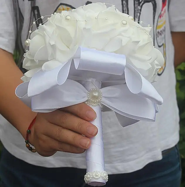 PE Rose Bride Bridesmaid Wedding Foam flowers Bouquet