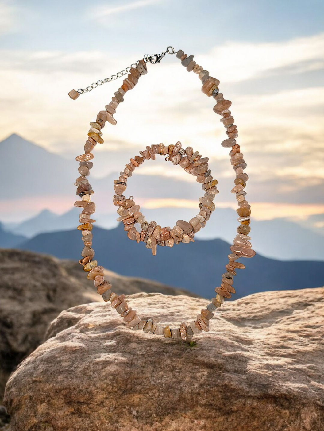 Sand Stone Necklace and Bracelet Set