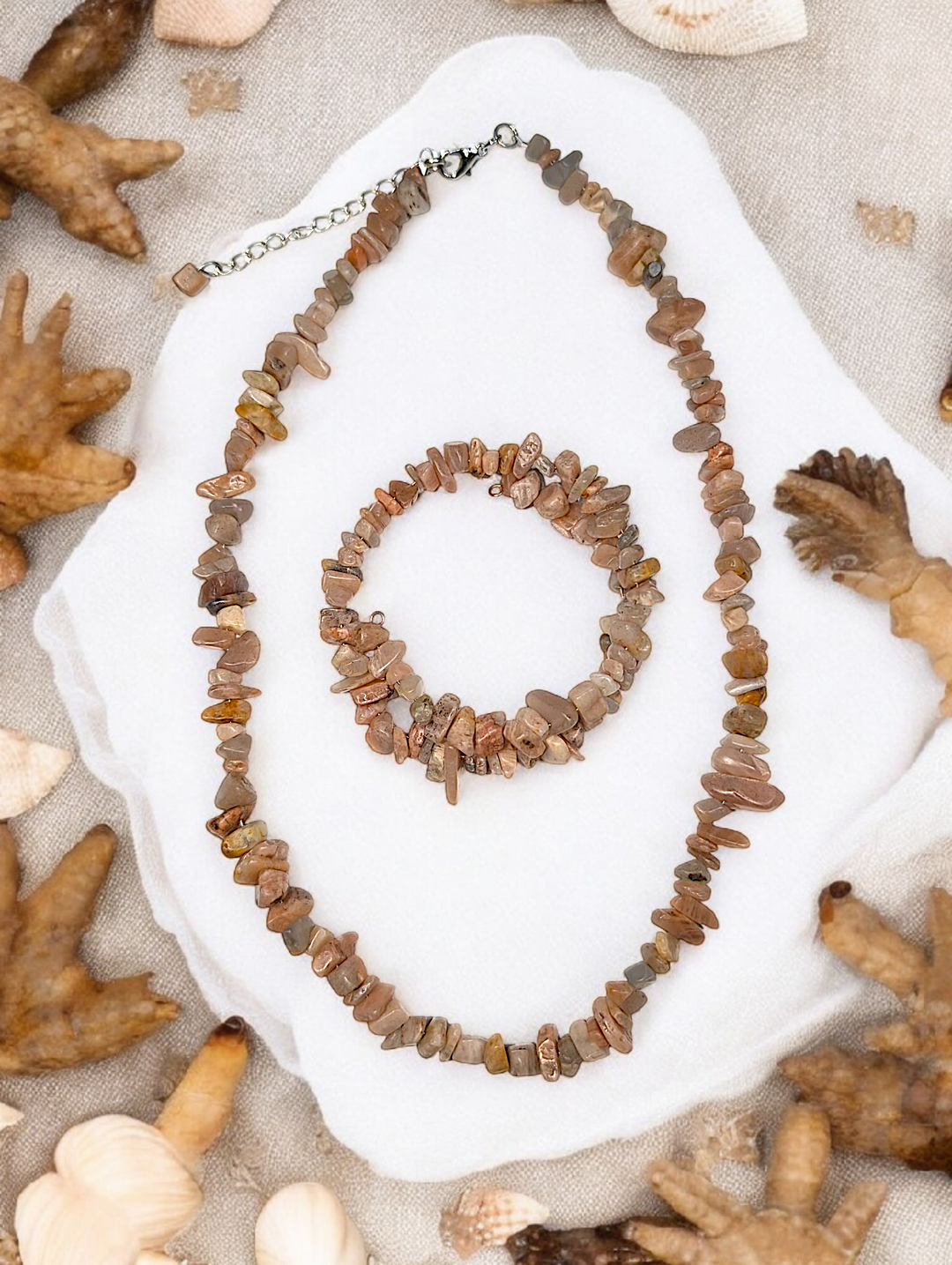 Sand Stone Necklace and Bracelet Set