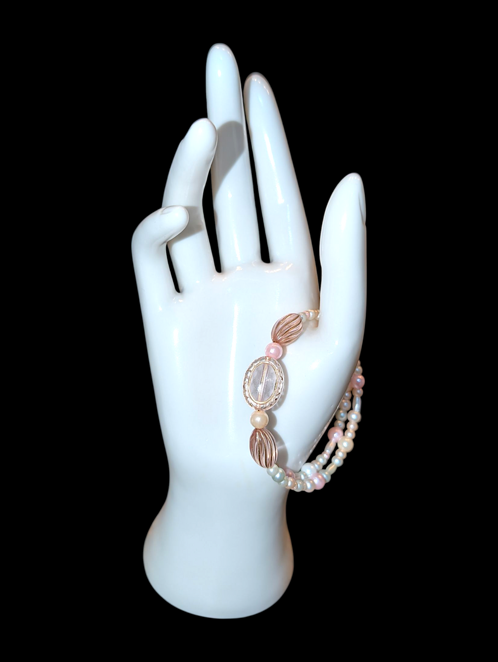 Antique Style Pastel Rainbow Bracelet with soft multicolor beads elegant adjustable jewelry for women