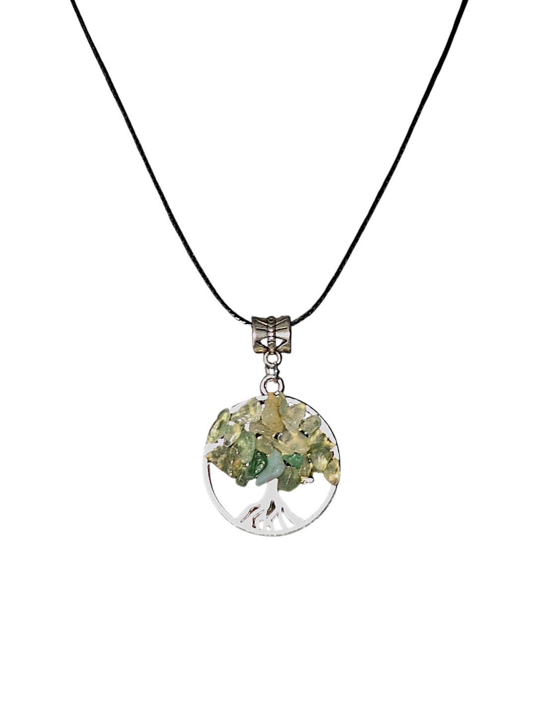 Light Green Circle Tree Necklace