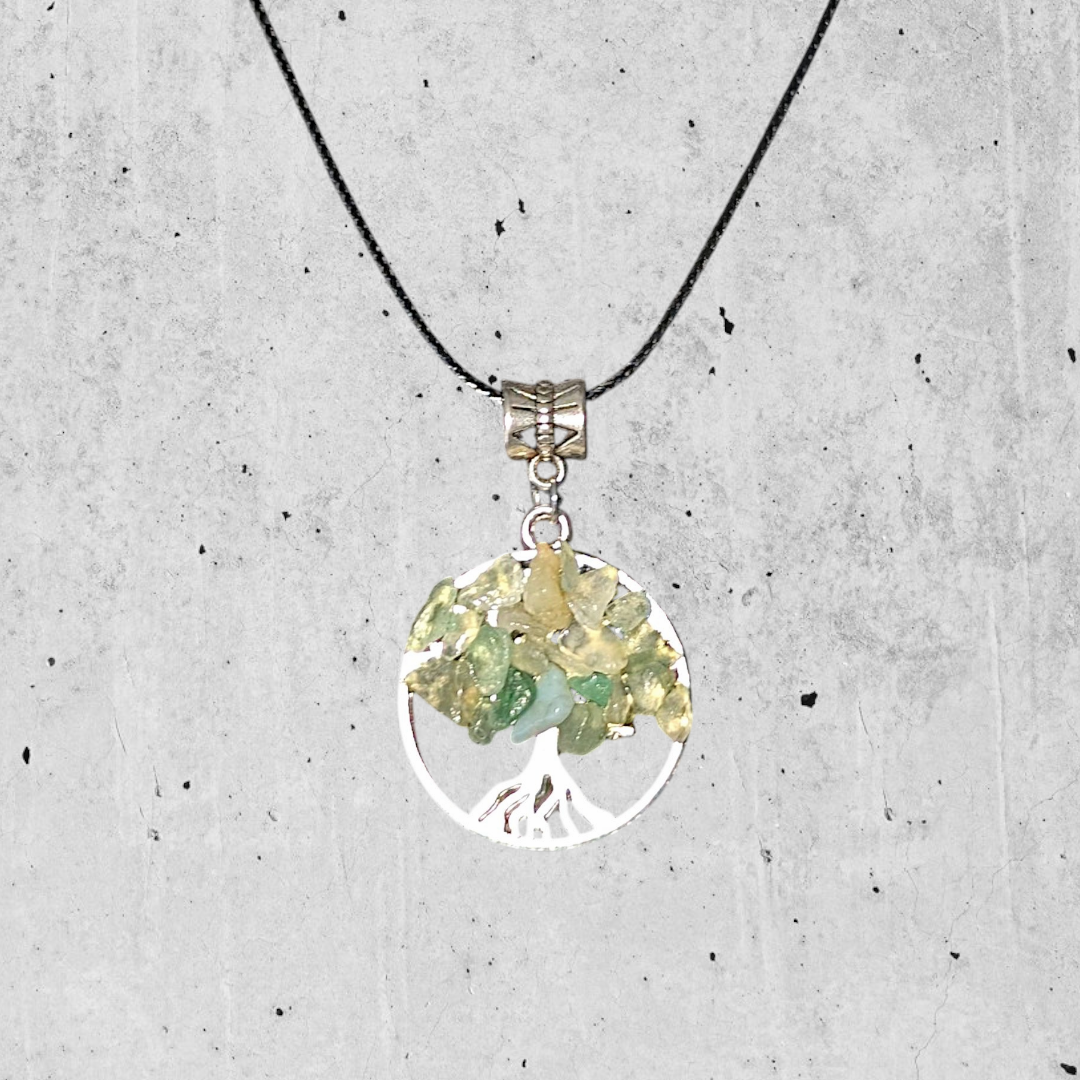 Light Green Circle Tree Necklace
