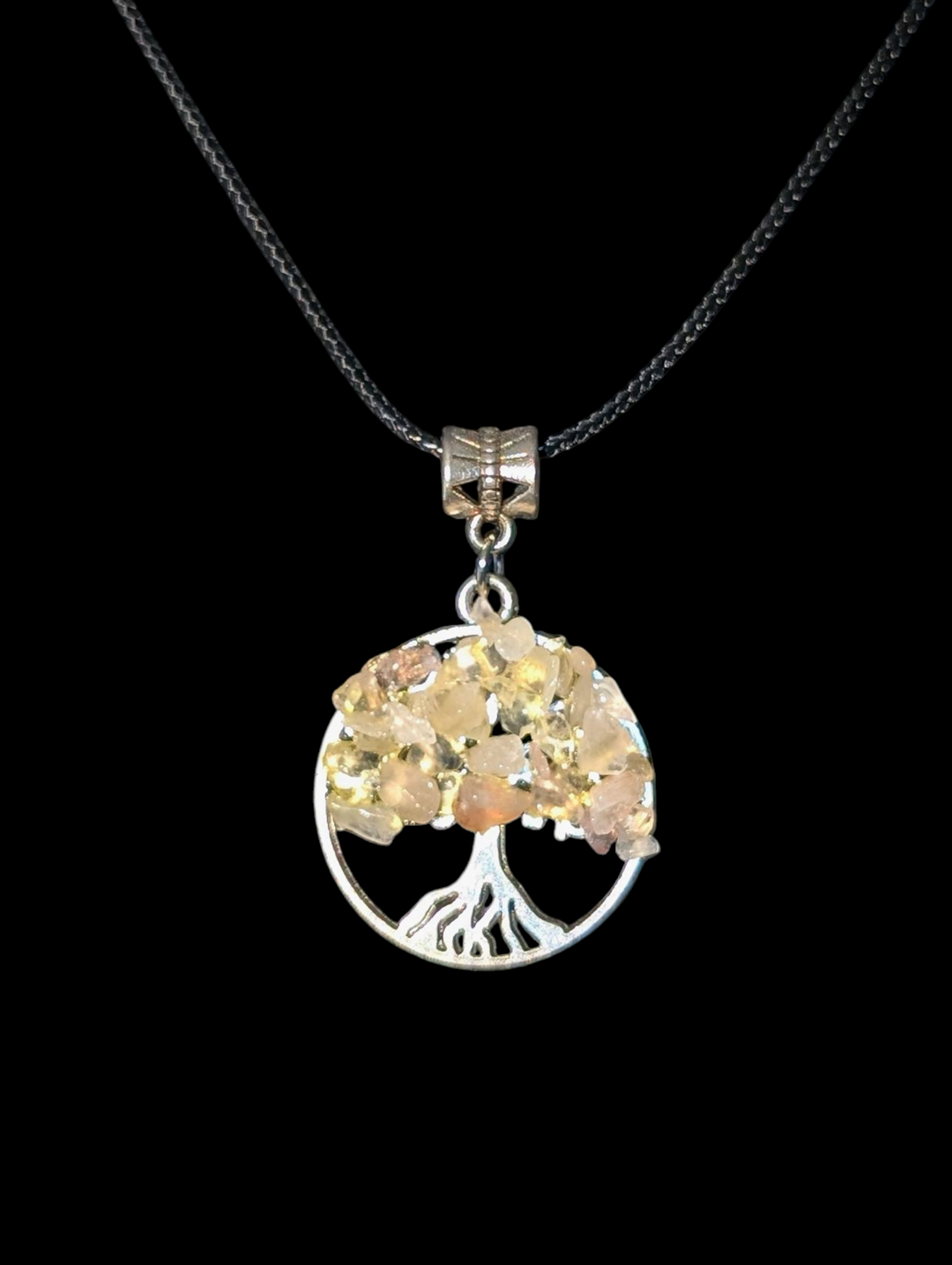 Light Yellow Circle Tree Necklace