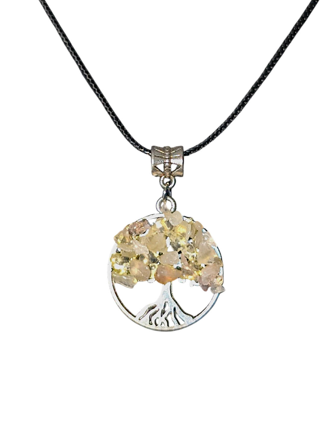 Light Yellow Circle Tree Necklace