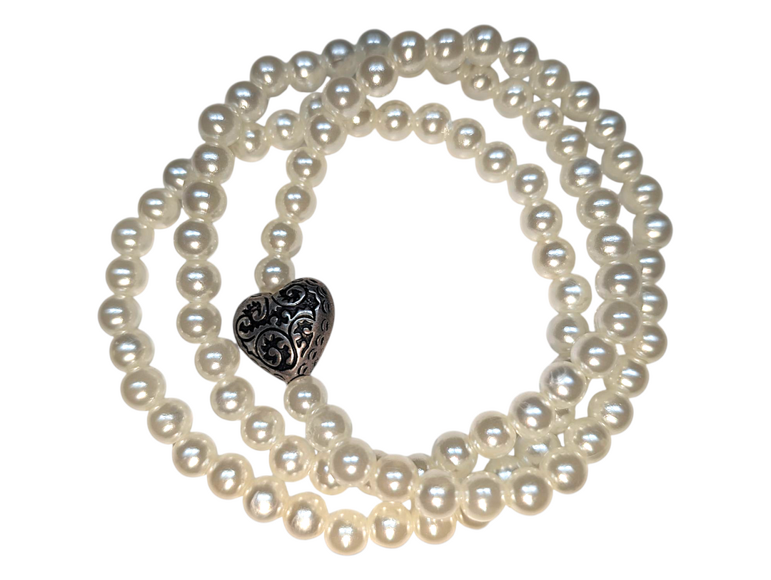 Mingle Pearl Heart (3 String) Bracelet