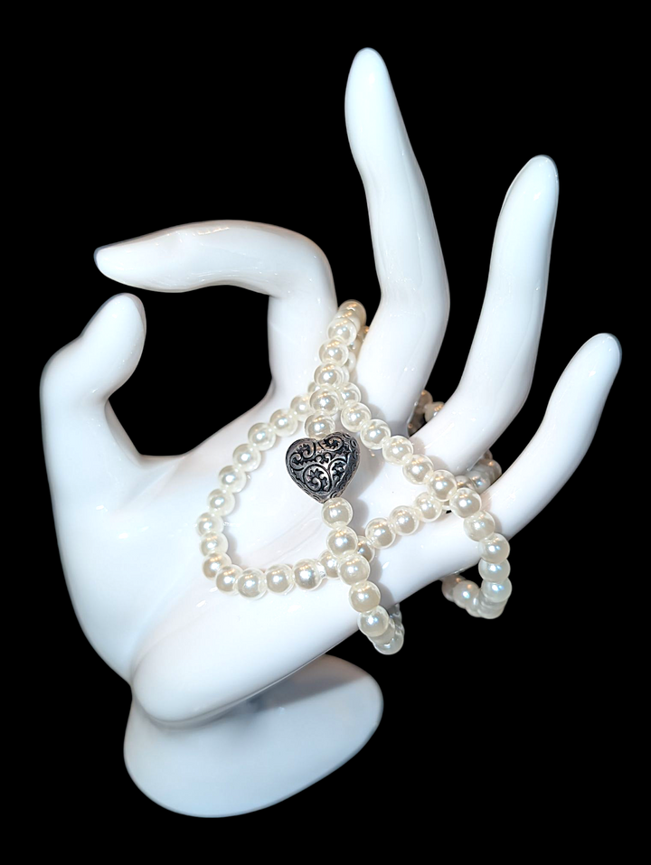 Mingle Pearl Heart (3 String) Bracelet