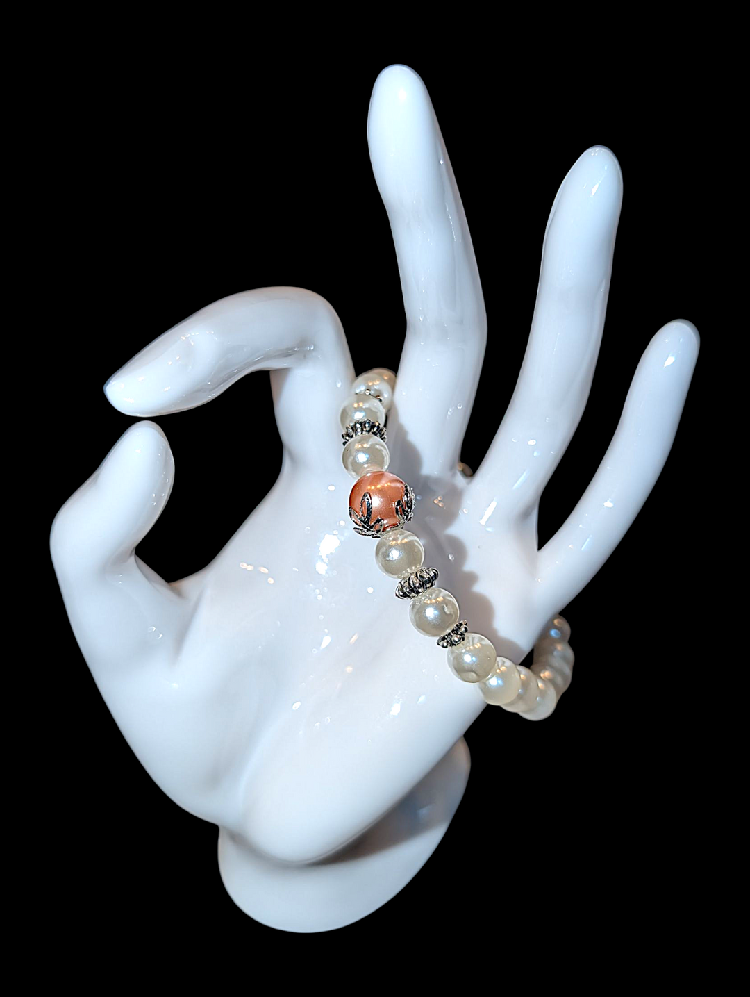 Peach Orange Flower Bracelet