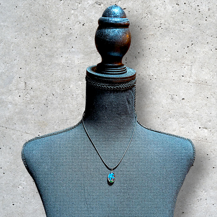 Blue Oval Resin (0.5inch/13mm) Necklace