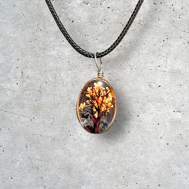 Orange Oval Resin (0.5inch/13mm) Necklace