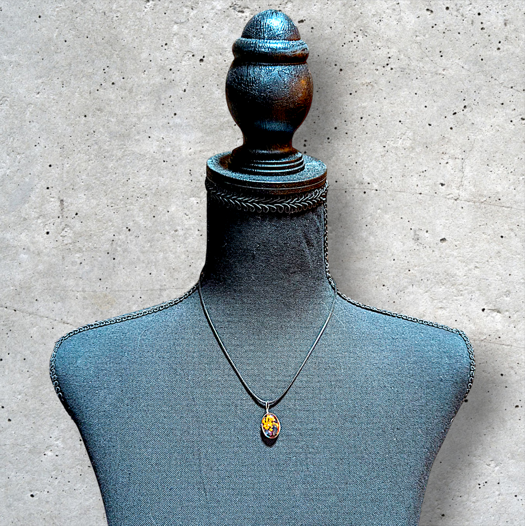 Orange Oval Resin (0.5inch/13mm) Necklace