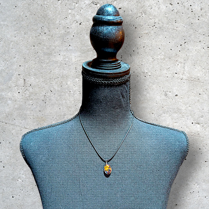 Orange Oval Resin (0.5inch/13mm) Necklace