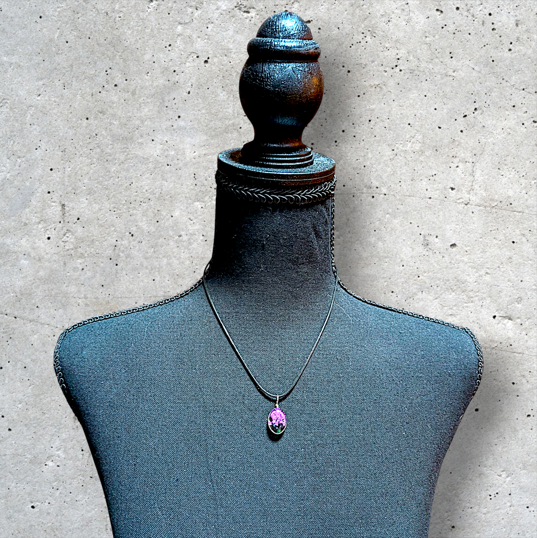 Purple Oval Resin (0.5inch/13mm) Necklace