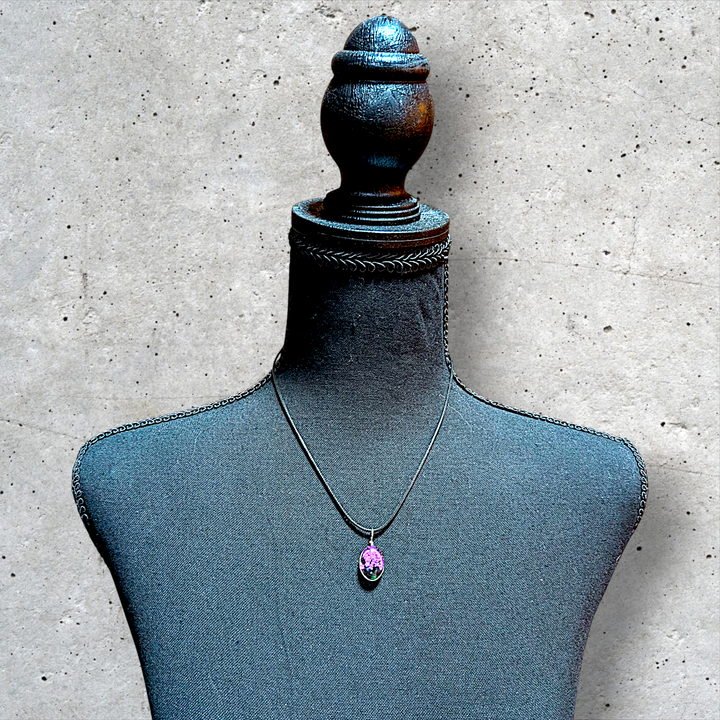 Purple Oval Resin (0.5inch/13mm) Necklace