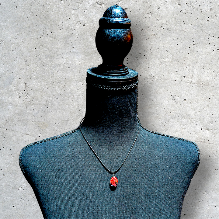 Red Oval Resin (0.5inch/13mm) Necklace
